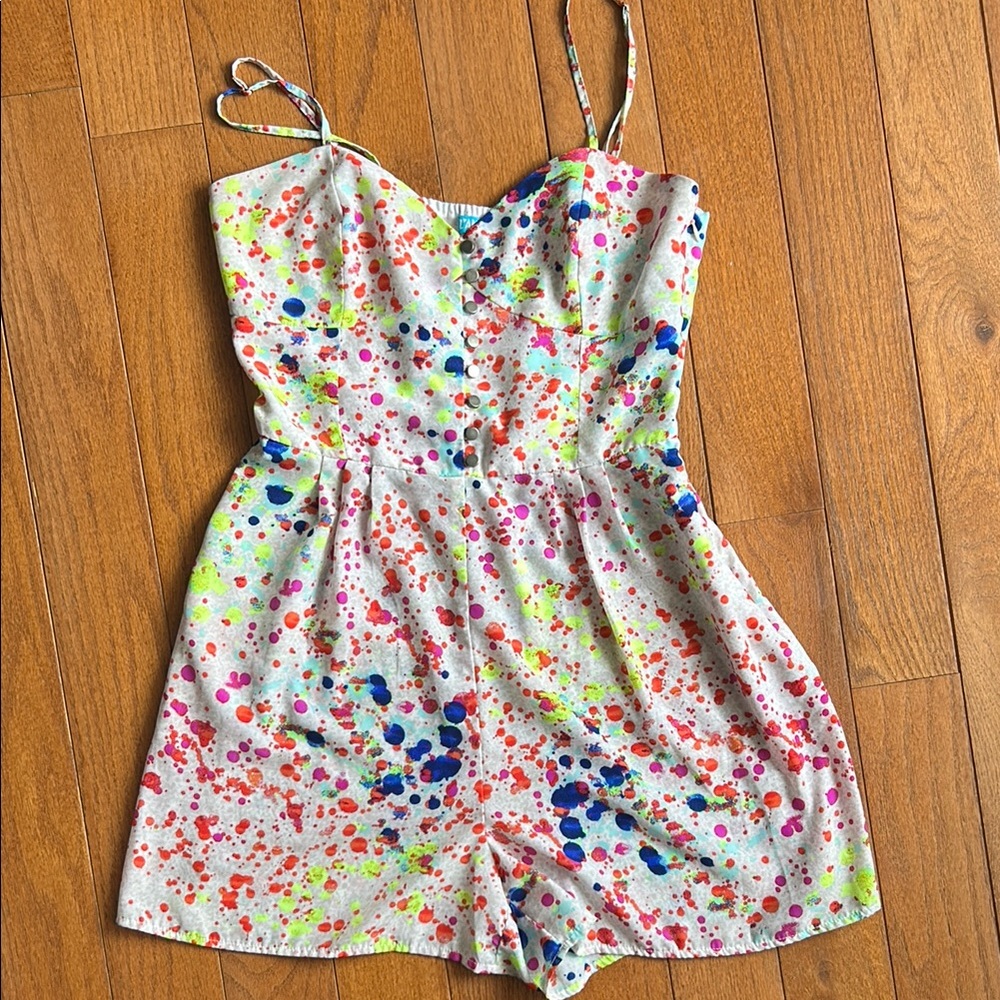 L'Amour White and Pink Jumpsuit with Spaghetti Straps